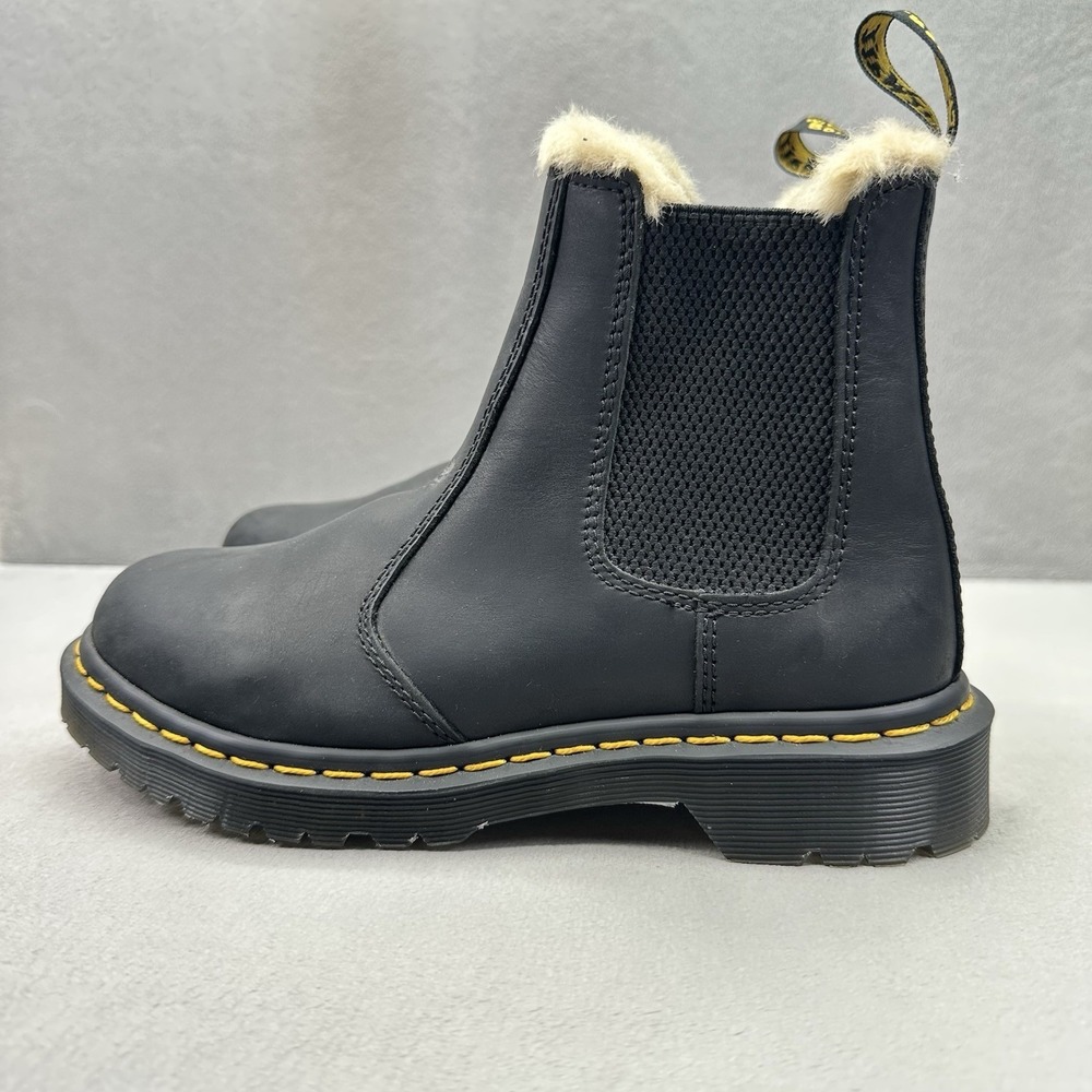 Dr Martens 2976 Leonore Womens Size 6 Chelsea Boots Black Leather Faux Fur Lined - Picture 3 of 8
